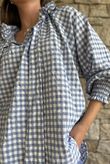 Nonni Gingham Poet Blouse Denim